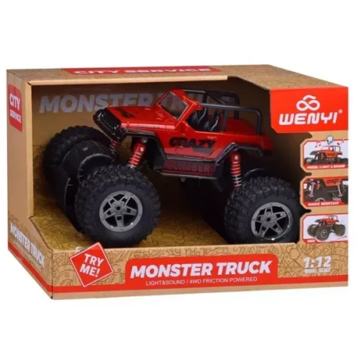 Машина Jeep Wenyi Monster Truck Convertible с инерцией (свет/звук), масштаб 1:12 купить в Кишиневе