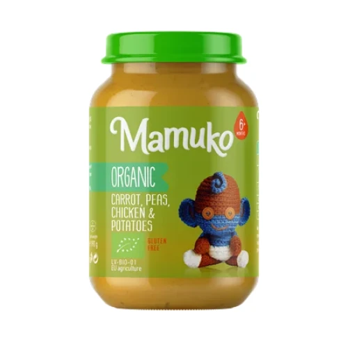 Piureu Mamuko organic cu morcov, mazăre, pui și cartofi (de la 6 luni+),190g cumpăra în Chișinau