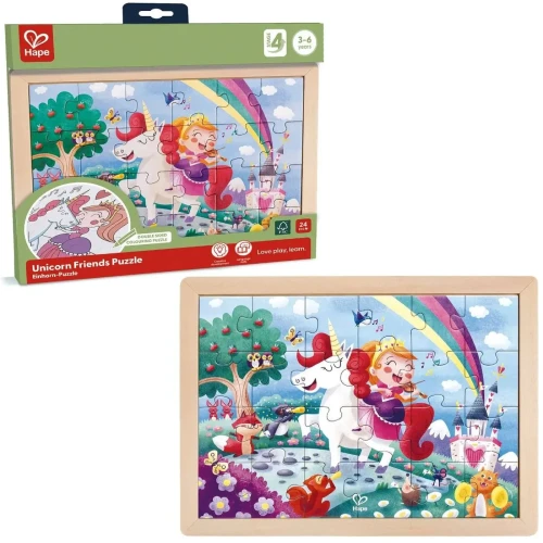 Puzzle Hape 2 în 1 Unicorn și prieteni, 24 elemente cumpăra în Chișinau