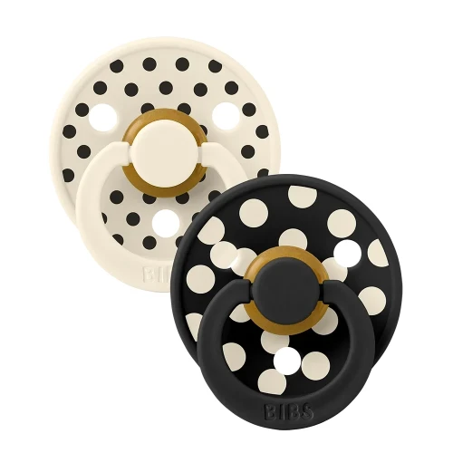 Круглые латексные соски Bibs Polka Ivory & Black (6-18 мес.), 2 шт. купить в Кишиневе