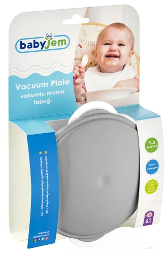 Чаша с присоской и крышкой BabyJem, Серая купить в Кишиневе