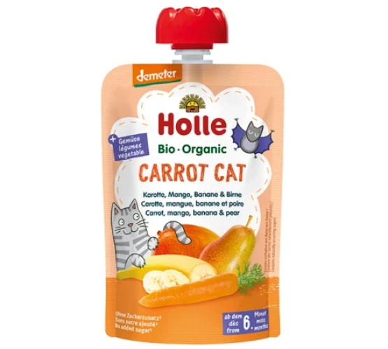 Пюре Holle Carrot Cat из морковь-манго-банана-грушы (6 мес+), 100 г купить в Кишиневе