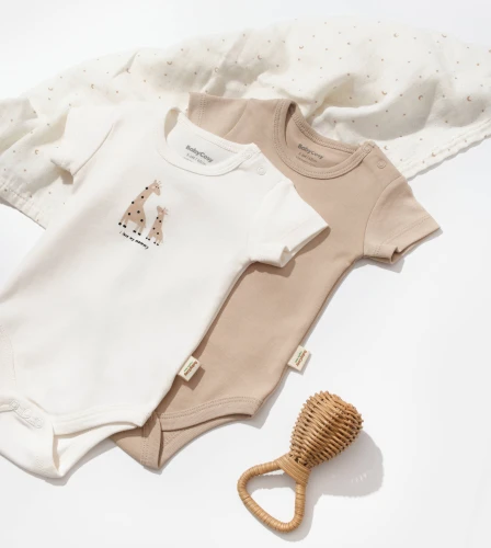 Body cu mânecă scurtă BabyCosy Giraffe Ivory & Ecru, 2 buc. (9-12L) cumpăra în Chișinau