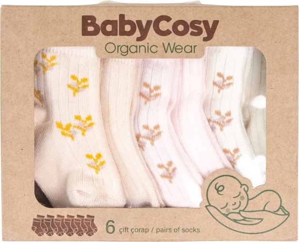Ciorapei BabyCosy Ivory & Beige, 6 buc. (12-24L) cumpăra în Chișinau