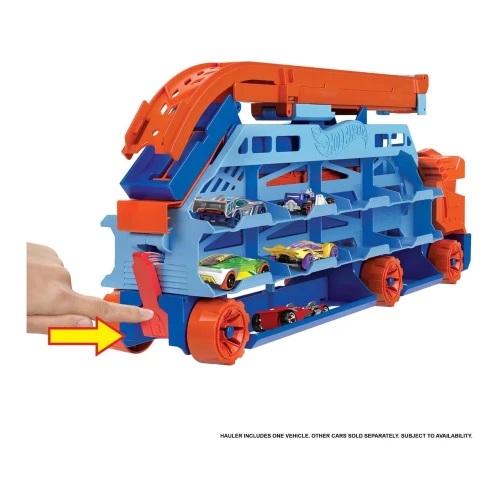 Set de joacă Hot Wheels City Speed Drop Transport HDY92, camion transportator și pistă de 61 cm cumpăra în Chișinau