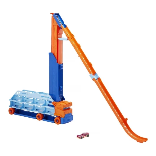 Set de joacă Hot Wheels City Speed Drop Transport HDY92, camion transportator și pistă de 61 cm cumpăra în Chișinau