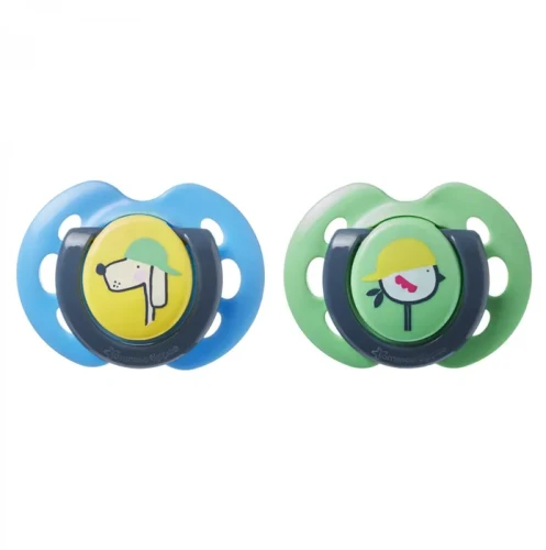 Suzete ortodontice din silicon Tommee Tippee Fun, model cu pasăre/câine (0–6 luni), 2 buc. cumpăra în Chișinau