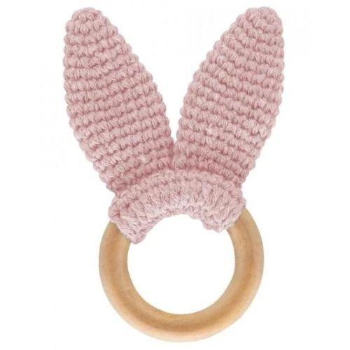 Игрушка для прорезывания зубов с деревянным кольцом BabyJem Amigurumi Розовый купить в Кишиневе