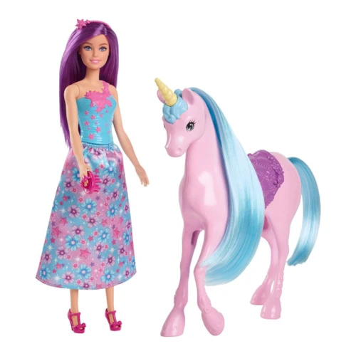 Set de joacă Barbie HYT62, păpușa Barbie și unicornul cu coamă turcoaz cumpăra în Chișinau