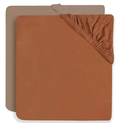 Простыня на резинке Jollein Jersey Caramel & Biscuit, 120x60 см, 2 шт. купить в Кишиневе