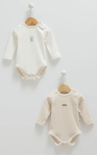 Body cu mânecă lungă Caramell Happy Boy Beige, 2 buc. (3-6L) cumpăra în Chișinau