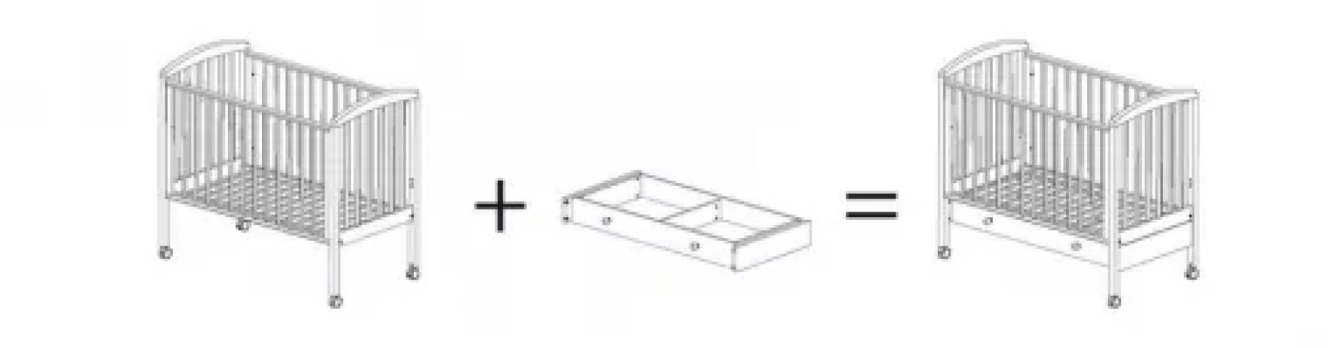 Детская кроватка на колесах с ящиком Дени Люкс Gandylyan белая купить в Кишиневе