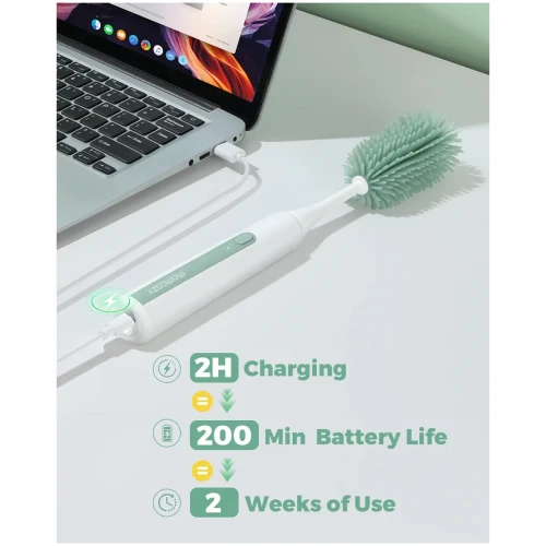 Набор для чистки бутылочек с электрической щёткой Momcozy 7 in 1 Green купить в Кишиневе