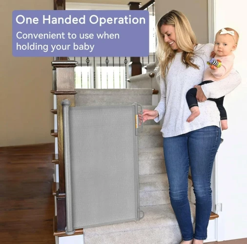 Ворота безопасности Momcozy Retractable Grey, 140 см купить в Кишиневе