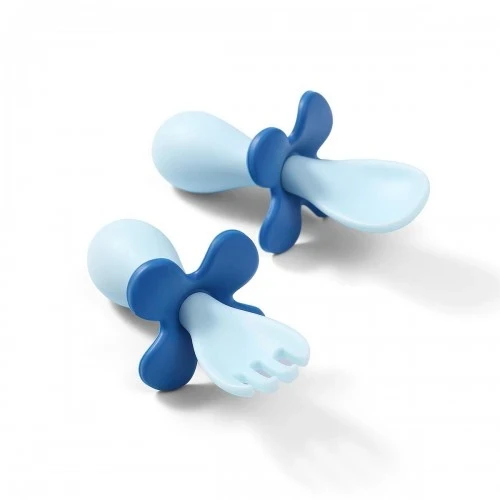 Set linguriță și furculiță ergonomică BabyOno Albastru cumpăra în Chișinau
