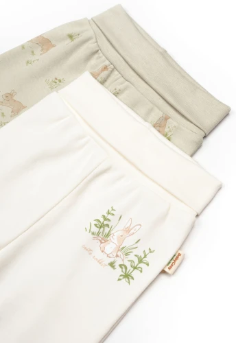 Pantaloni BabyCosy Rabbit Ecru & Soft Green, 2 buc. (6-9L) cumpăra în Chișinau