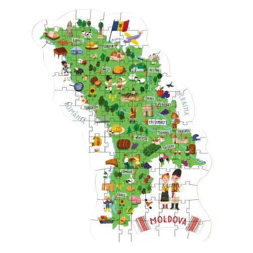 Puzzle-magnet educativ Dodo Map of Moldova, 100 elemente cumpăra în Chișinau
