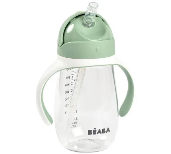 Cană anti-vărsare cu pai Beaba 8 luni+ 300 ml Sage Green cumpăra în Chișinau