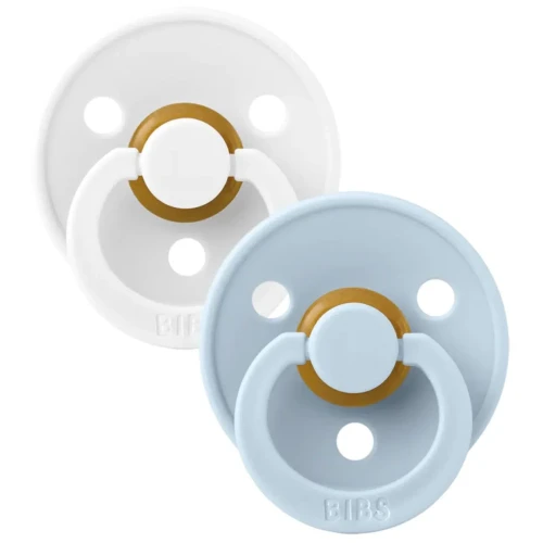 Пустышка круглая из латекса Bibs Colour White & Baby Blue (6-18 мес.), 2 шт. купить в Кишиневе