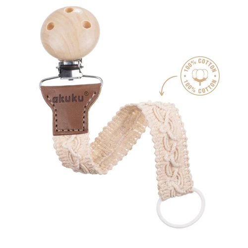 Lanț pentru suzetă Akuku Cotton Beige cumpăra în Chișinau