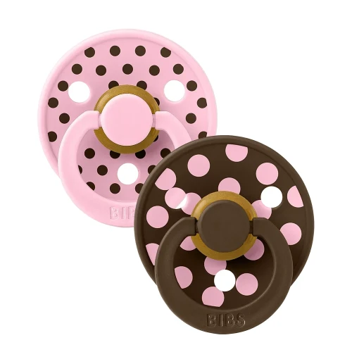 Круглые латексные соски Bibs Polka Baby Pink & Mocha (6-18 мес.), 2 шт. купить в Кишиневе