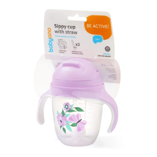 Cană cu pai BabyOno (6+ luni) 240 ml Violet cumpăra în Chișinau