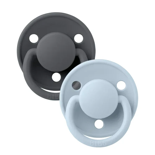 Круглые латексные соски Bibs De Lux Iron & Baby Blue (0-6 мес.), 2 шт. купить в Кишиневе