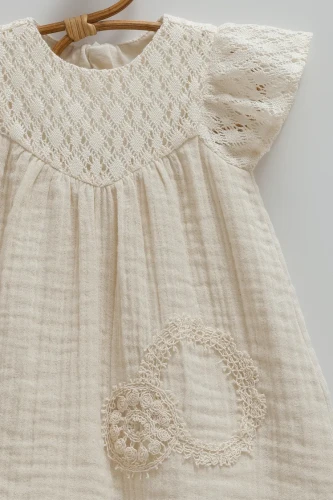Платье с коротким рукавом Caramell Lace Flowers Beige (12-18М) купить в Кишиневе
