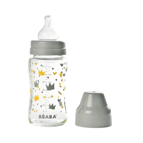 Biberon din sticlă Beaba Crown 240 ml Gri cumpăra în Chișinau