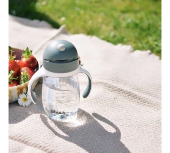 Cană anti-vărsare cu pai Beaba 8 luni+ 300 ml Mineral Grey cumpăra în Chișinau