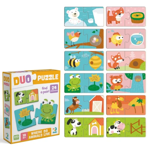 Puzzle educativ Dodo DUO Where do animals live, 24 elemente cumpăra în Chișinau