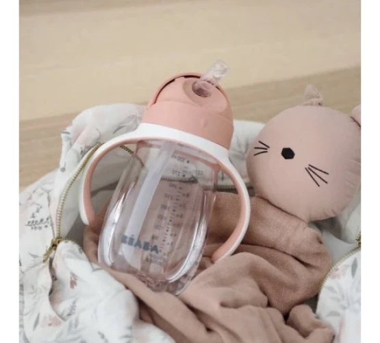 Cana anti-varsare cu pai Beaba 8 luni+  300 ml Roz cumpăra în Chișinau