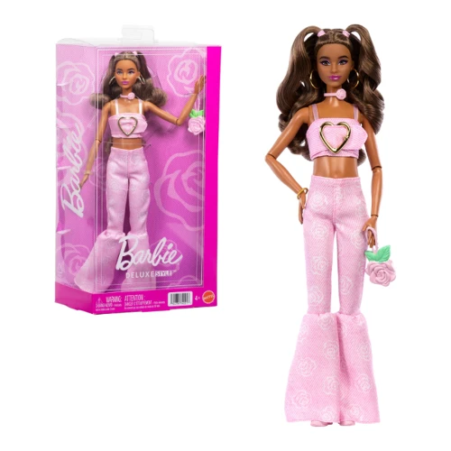 Păpușa Barbie Deluxe Style nr. 12, top roz din denim și blugi evazați cumpăra în Chișinau