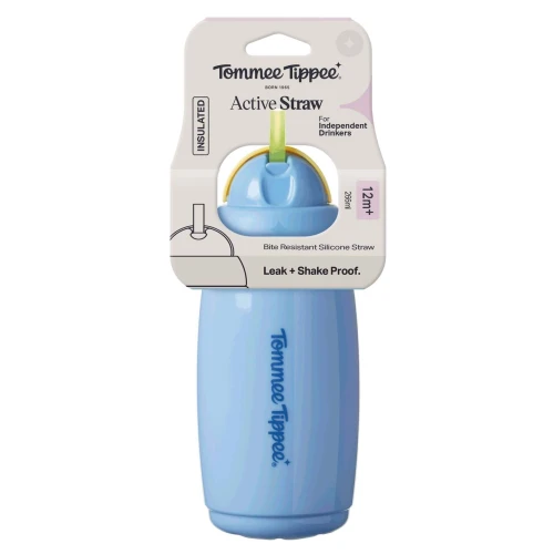 Cană cu pai Tommee Tippee Insulated Straw Blue (12 luni+), 266 ml cumpăra în Chișinau