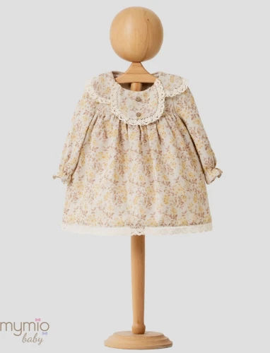 Rochiță cu mânecă lungă Mymio Flower Mustard & Beige (3-6L) cumpăra în Chișinau