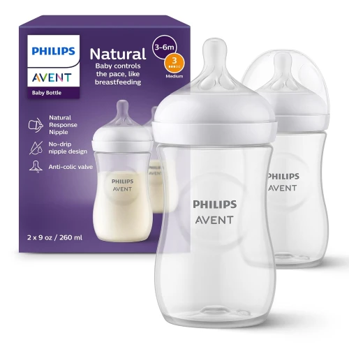 Set de biberoane pentru bebeluși din polipropilenă Philips Avent Natural Response, 260 ml, 2 buc. cumpăra în Chișinau