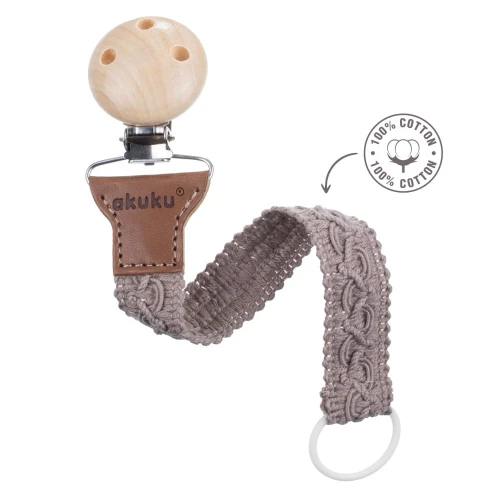 Lanț pentru suzetă Akuku Cotton Dusty Grey cumpăra în Chișinau