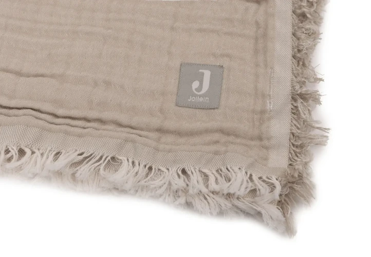 Păturică Jollein Fringe Olive Green & Ivory GOTS, 75x100 cm cumpăra în Chișinau