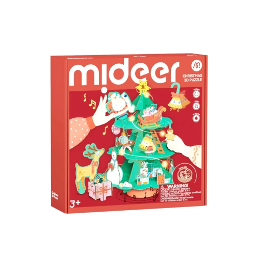 Рождественский вращающийся музыкальный 3D-пазл Mideer Мастерская Деда Мороза, 11 элементов купить в Кишиневе