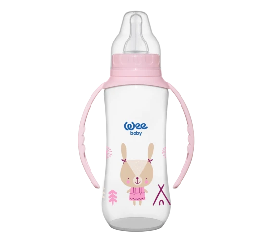Бутылочка из пластика с ручкой WeeBaby с силиконовой соской, 270 мл купить в Кишиневе