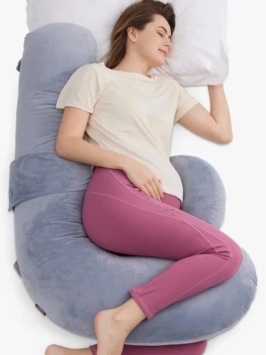 Pernă pentru gravide forma-F Momcozy Velvet Grey, 135 cm cumpăra în Chișinau