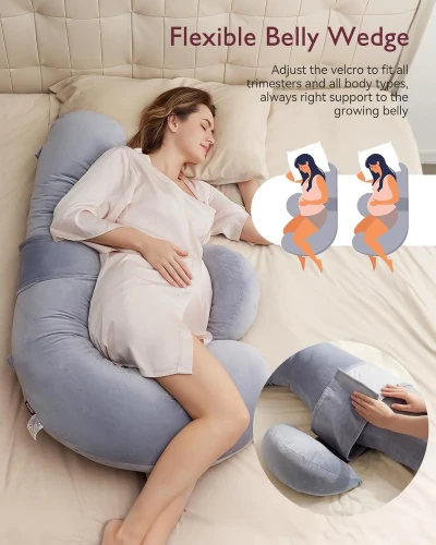Pernă pentru gravide forma-F Momcozy Velvet Grey, 135 cm cumpăra în Chișinau