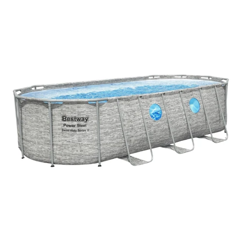 Каркасный бассейн Bestway Power Steel Swim Vista 549x274x122 см, 13430 литров, декор под камень купить в Кишиневе