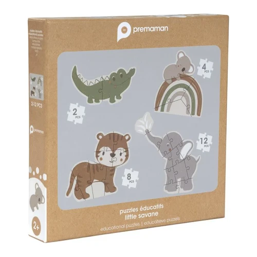 Set de puzzle evolutive Premaman Little Savane, 4 puzzle-uri, 2-12 piese cumpăra în Chișinau