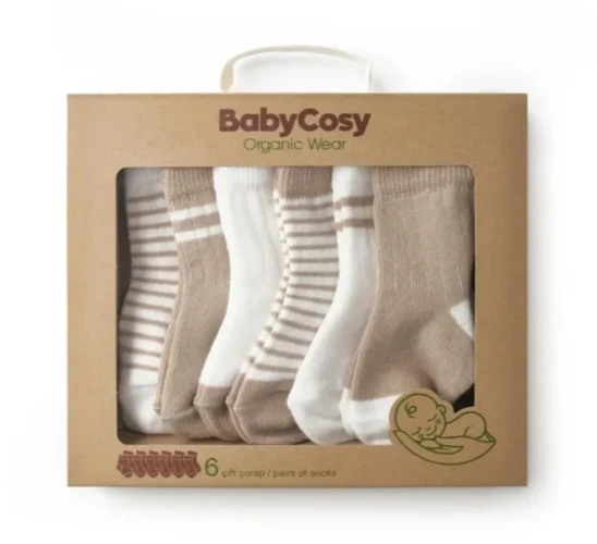 Ciorapei BabyCosy Beige & White, 6 buc. (12-24L) cumpăra în Chișinau