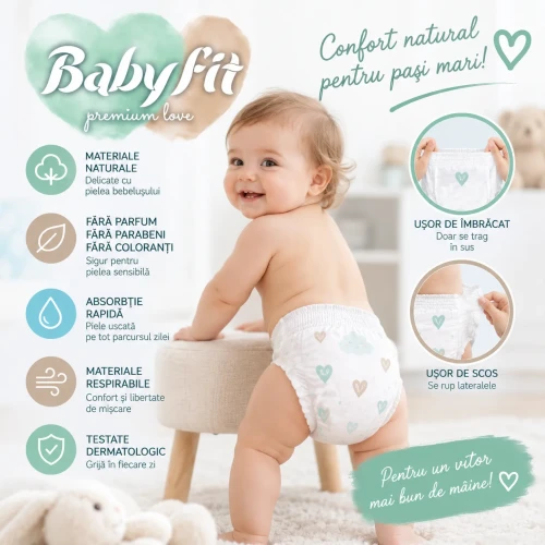 Подгузники-трусики Babyfit Double Junior 5 (11-18 кг), 52 шт. купить в Кишиневе