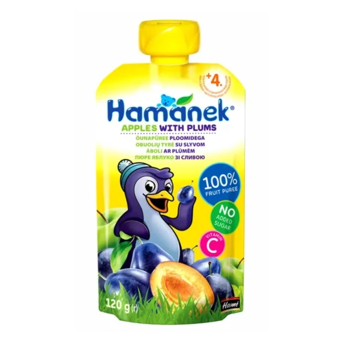 Пюре Hamanek Яблоко и слива (4 мес+), 120 г купить в Кишиневе