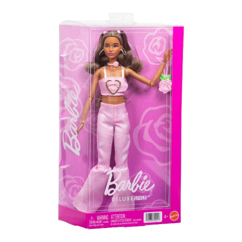 Păpușa Barbie Deluxe Style nr. 12, top roz din denim și blugi evazați cumpăra în Chișinau