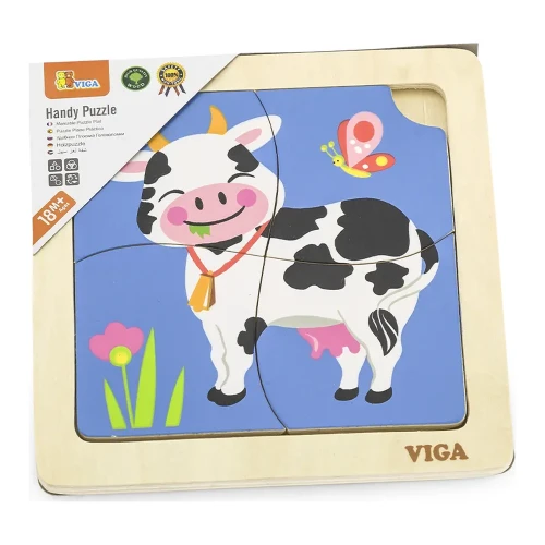 Mini-puzzle din lemn Viga Vaca, 4 elemente cumpăra în Chișinau