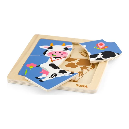 Mini-puzzle din lemn Viga Vaca, 4 elemente cumpăra în Chișinau